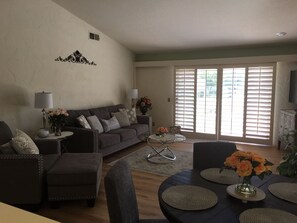 Smart TV, chimenea y libros 