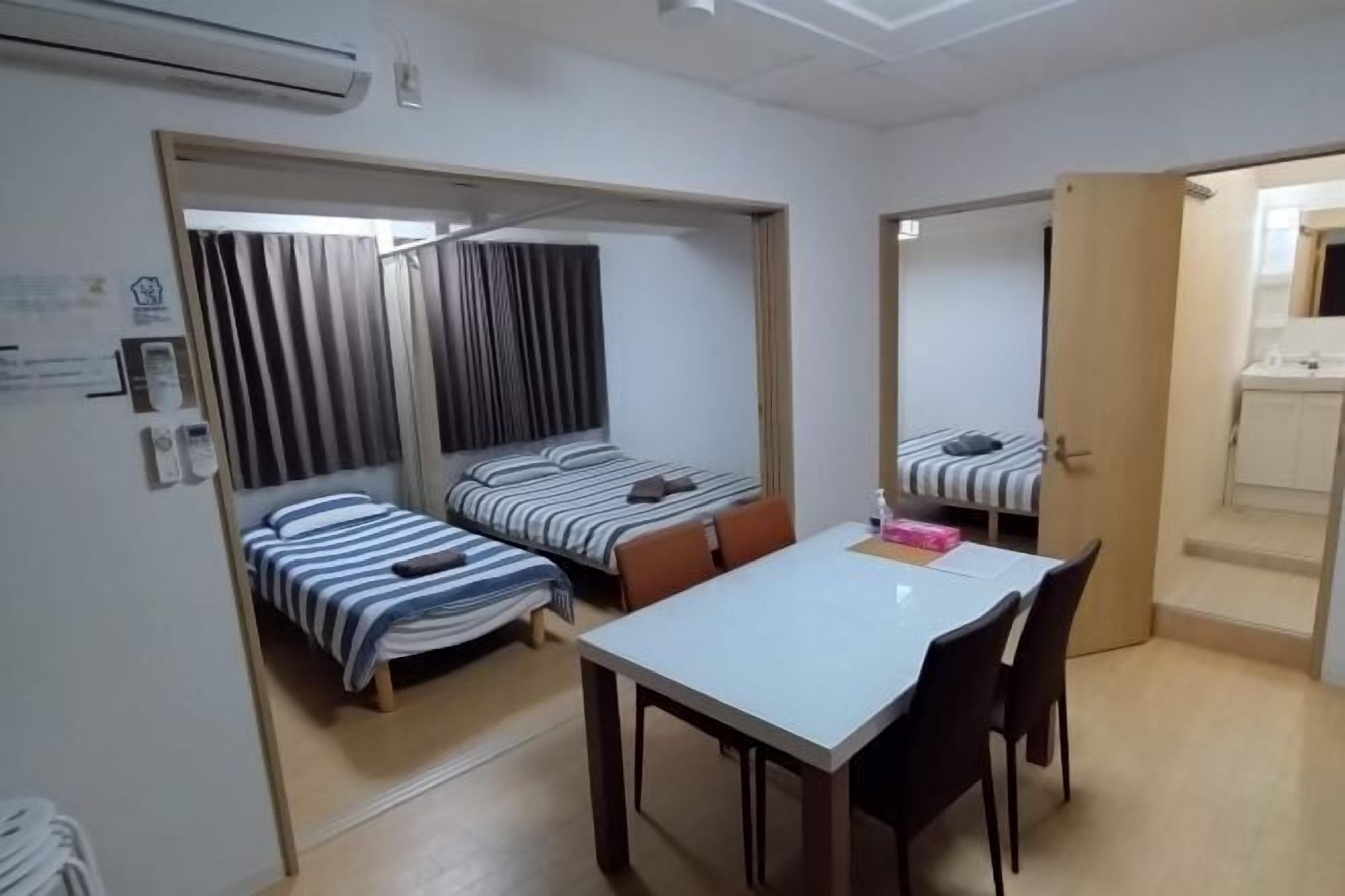 Blackout curtains, free WiFi, bed sheets