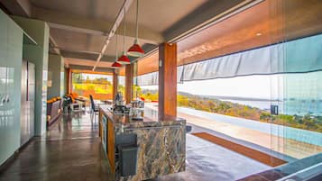 Luxury Villa | Private kitchenette | Fridge, oven, stovetop, coffee/tea maker