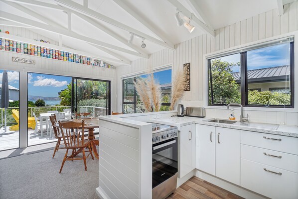 Fridge, microwave, oven, toaster