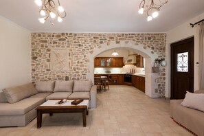 TV, fireplace - Ageri Traditional Villa. Life is better poolside! (RETHYMNO)