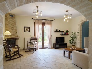 TV, fireplace - Ageri Traditional Villa. Life is better poolside! (RETHYMNO)