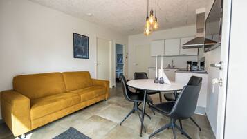 Family Apartment, 2 Bedrooms, Ensuite, Garden Area | Private kitchen | Fridge, microwave, oven, stovetop
