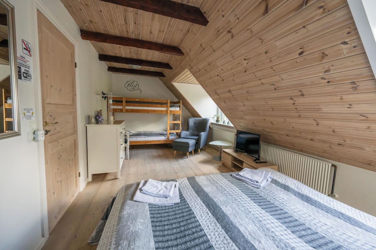 Familiekamer, gedeelde badkamer | Luxe beddengoed, donzen dekbedden, pillowtop-bedden