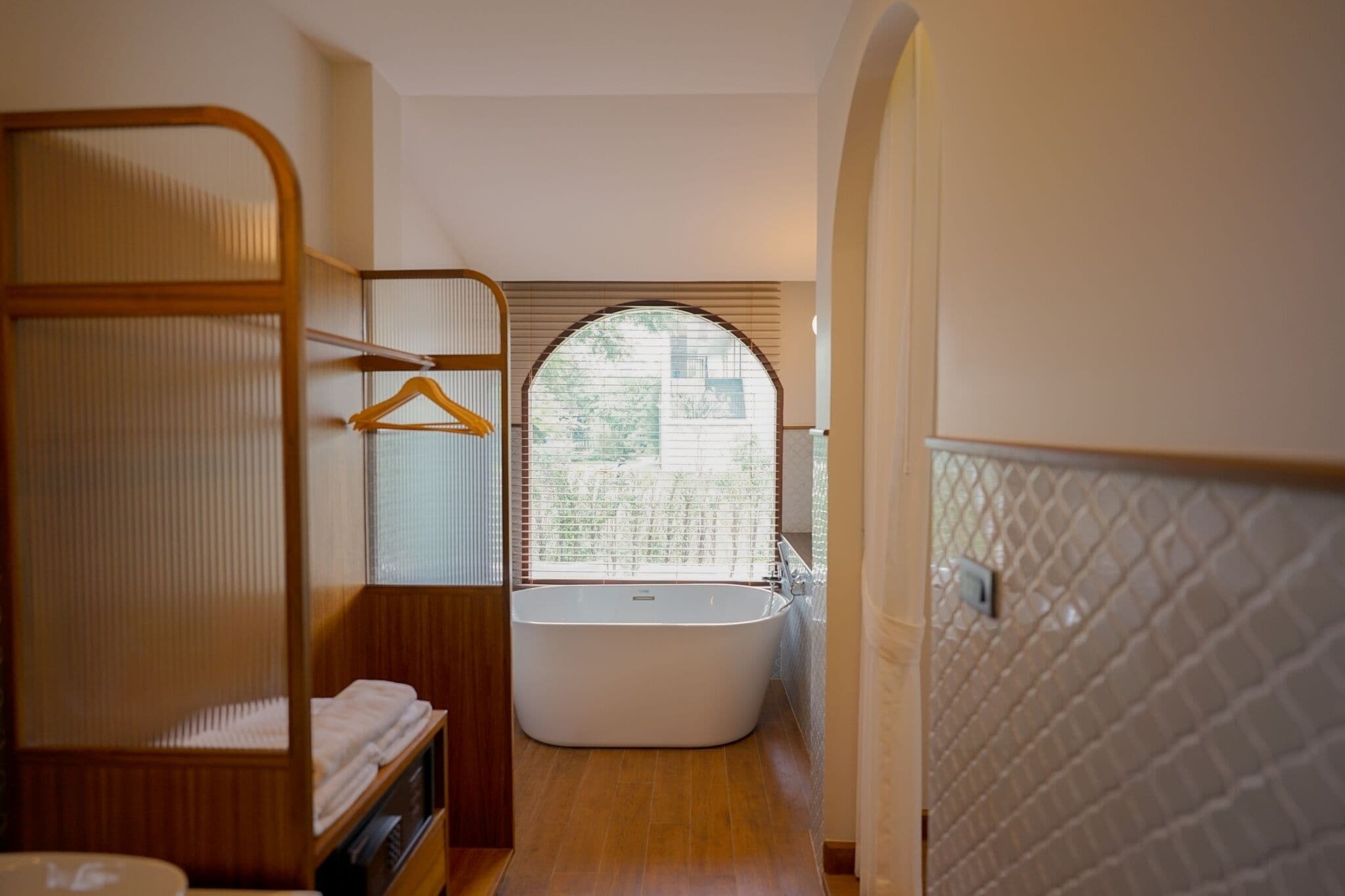villa garden king bed | bathroom | shower, free toiletries, hair dryer, slippers