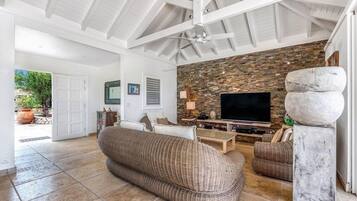 TV, DVD player, stereo