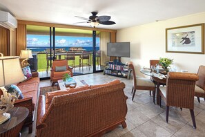 Smart TV, DVD player, books, video library - Oceanview 2BR Condo at Makahuena | Multi-Level Poipu Retreat, AC+Resort Amenities (Koloa)