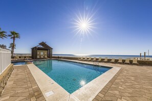 Indoor pool, seasonal outdoor pool, pool umbrellas, sun loungers - Romar Place Condos (Orange Beach)