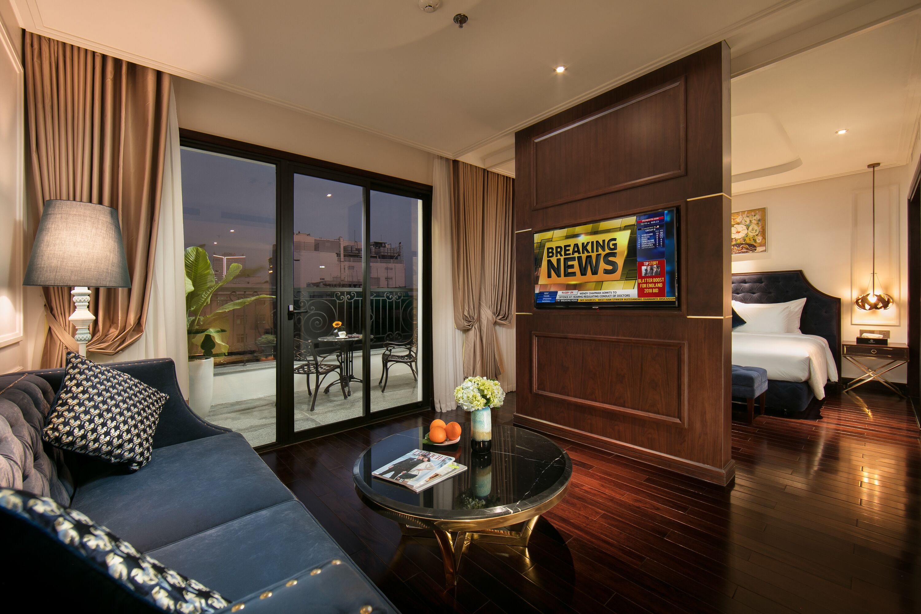 Anatole Terrace Suite | Living area | 55-inch Smart TV with cable channels, TV