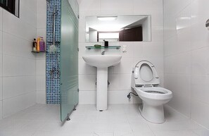 Apartment (Ari) | Badezimmer | Dusche, kostenlose Toilettenartikel, Haartrockner, Handtücher