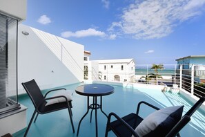Double Room with Balcony | View from room - Route 6 Inn (Yomitan)