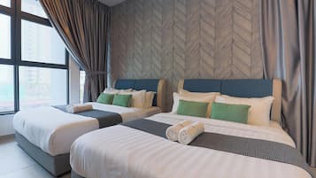 Apartment | Peralatan tempat tidur premium, ruang kerja komputer riba