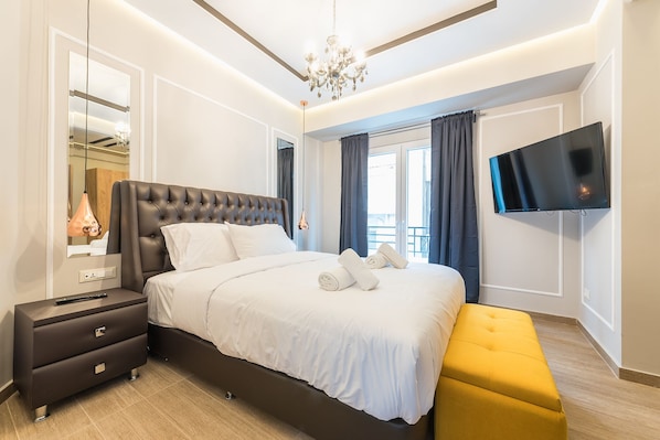 Blackout curtains, iron/ironing board, free WiFi, bed sheets