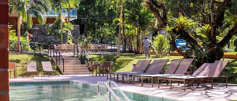 Indoor pool, 2 outdoor pools, open 10:00 AM to 6:00 PM, pool umbrellas
