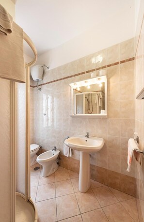 ฝักบัว, ไดร์เป่าผม, โถสุขภัณฑ์แบบบิเดท์, ผ้าเช็ดตัว