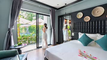Premium bedding, memory foam beds, minibar, desk