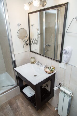 Regadera, secadora de cabello, bidet, toallas