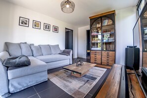 TV, DVD player, table football, books