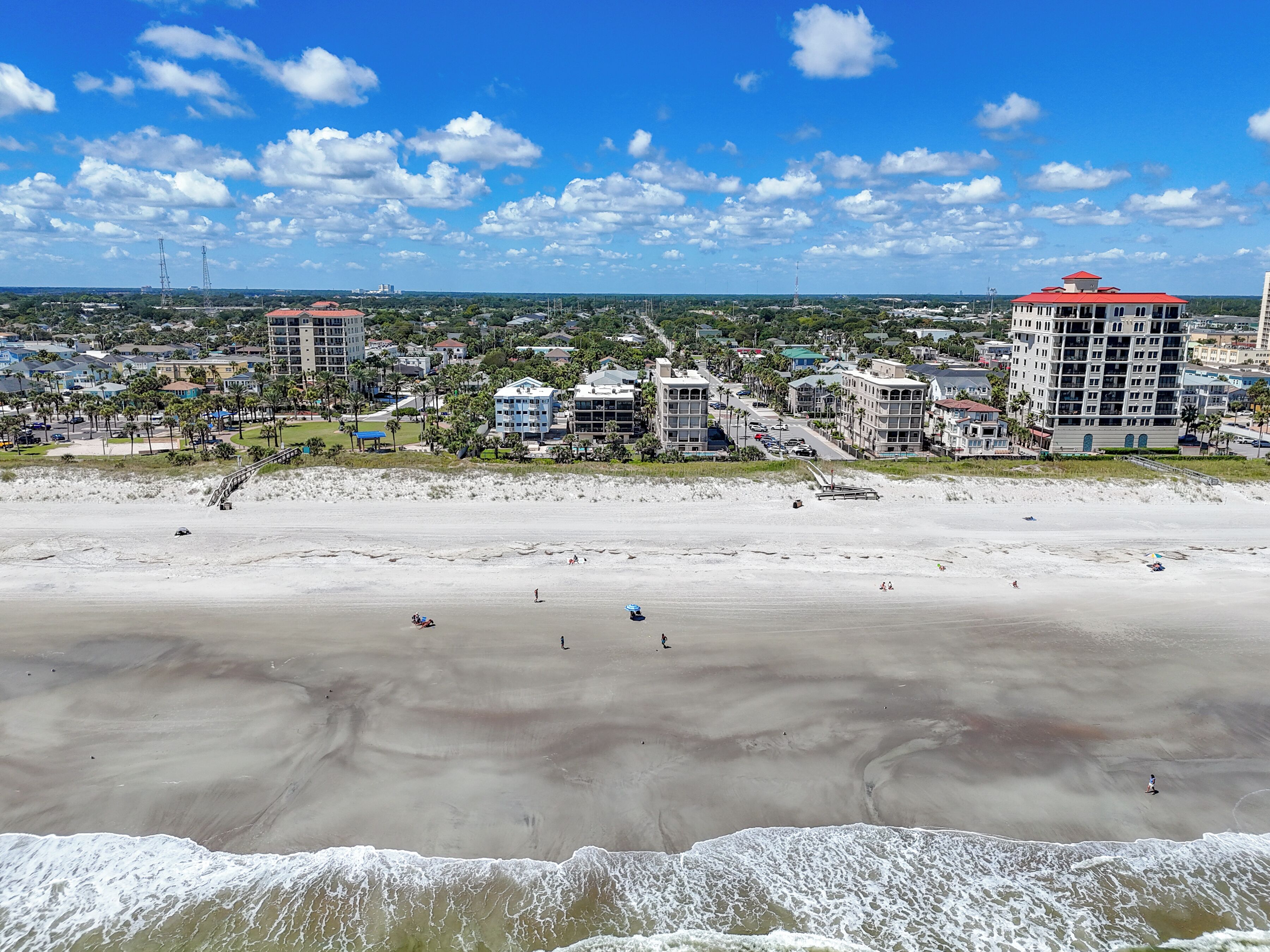 On the beach, sun-loungers, beach towels
