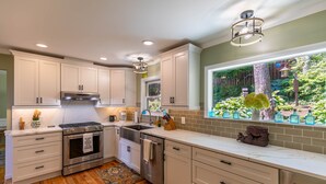 Coffee/tea maker, fridge, microwave, oven - Chipmunk View Lodge - Amazing views, hot tub, and manmade waterfall! (Blowing Rock)