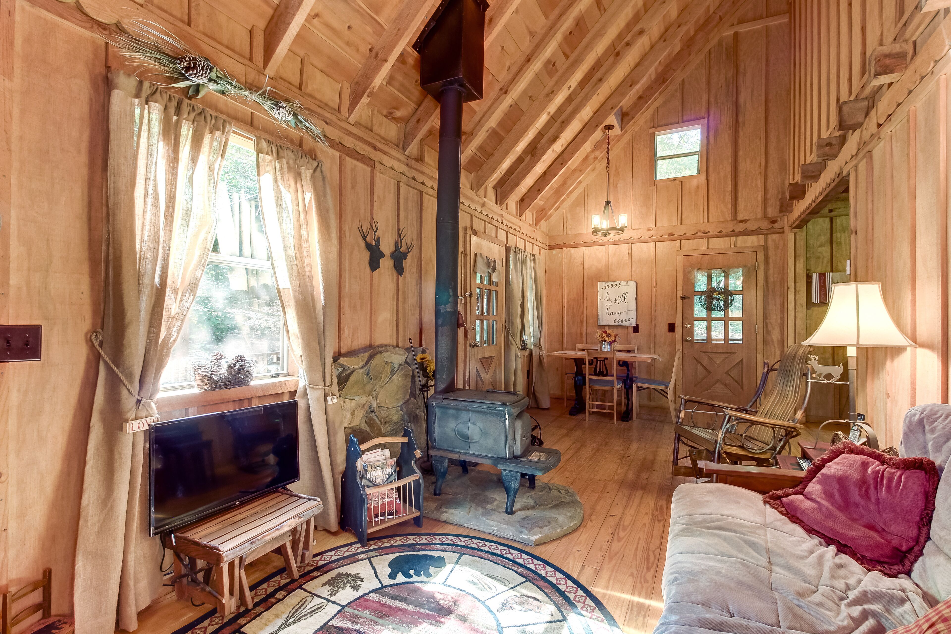 Quaint Country Cottage w/ Wood Stove, Furnished Porch, Firepit, Free WiFi