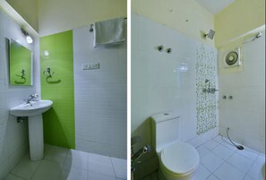 Douche, articles de toilette (gratuits), serviettes fournies