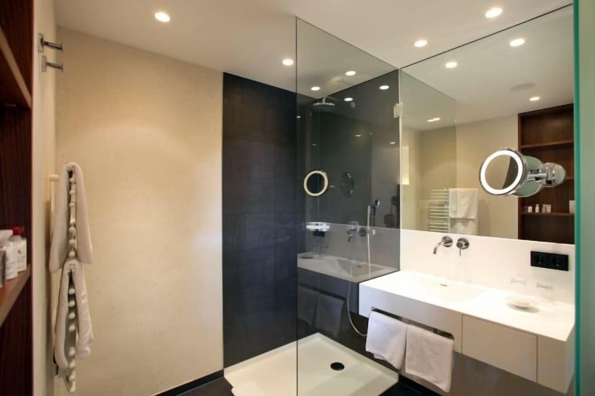 Bathroom | Shower, free toiletries, hair dryer, bathrobes