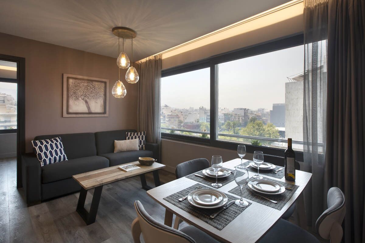 Appartement, 1 slaapkamer (Street View) | Woonruimte | Flatscreentelevisie