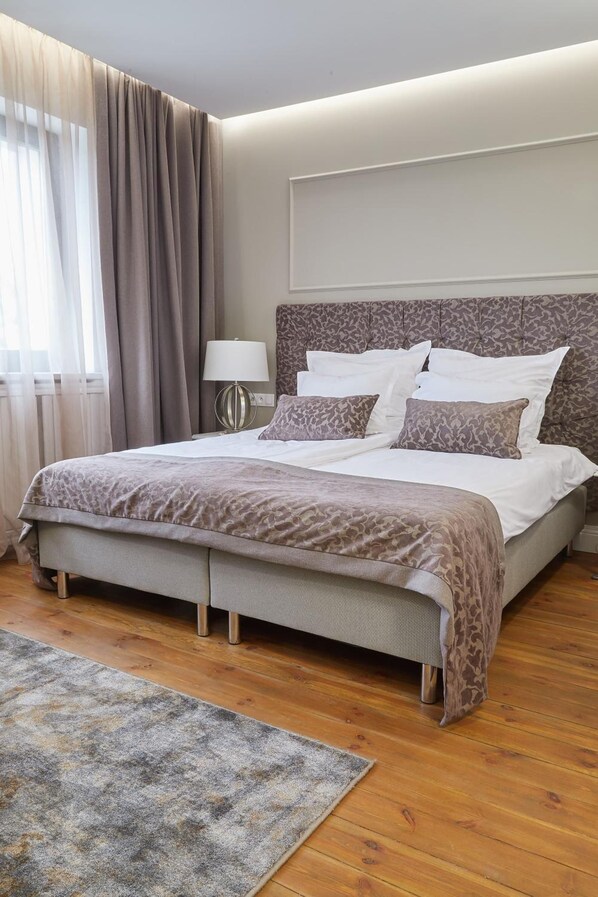 Hypo-allergenic bedding, memory-foam beds, blackout curtains