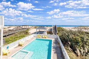A heated pool - Oceanfront luxury in this spacious 10-bedroom home in South Nags Head. (South Nags Head)