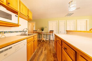 Fridge, microwave, oven, stovetop - Oceanfront luxury in this spacious 10-bedroom home in South Nags Head. (South Nags Head)