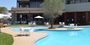 Outdoor pool, pool umbrellas
