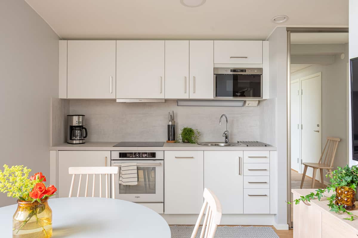 luxury duplex | private kitchen | fridge, microwave, stovetop, dishwasher