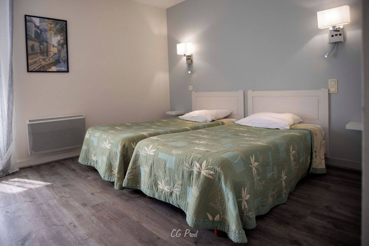 Chambre avec lits jumeaux | Minibar, systĂšme dâinsonorisation, accĂšs au Wi-Fi (inclus)