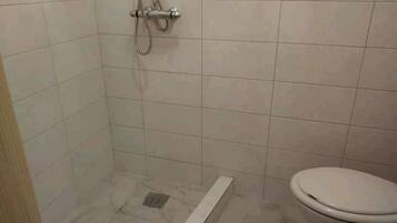 Family Room with Shower | Bathroom | Shower, towels, soap, toilet paper