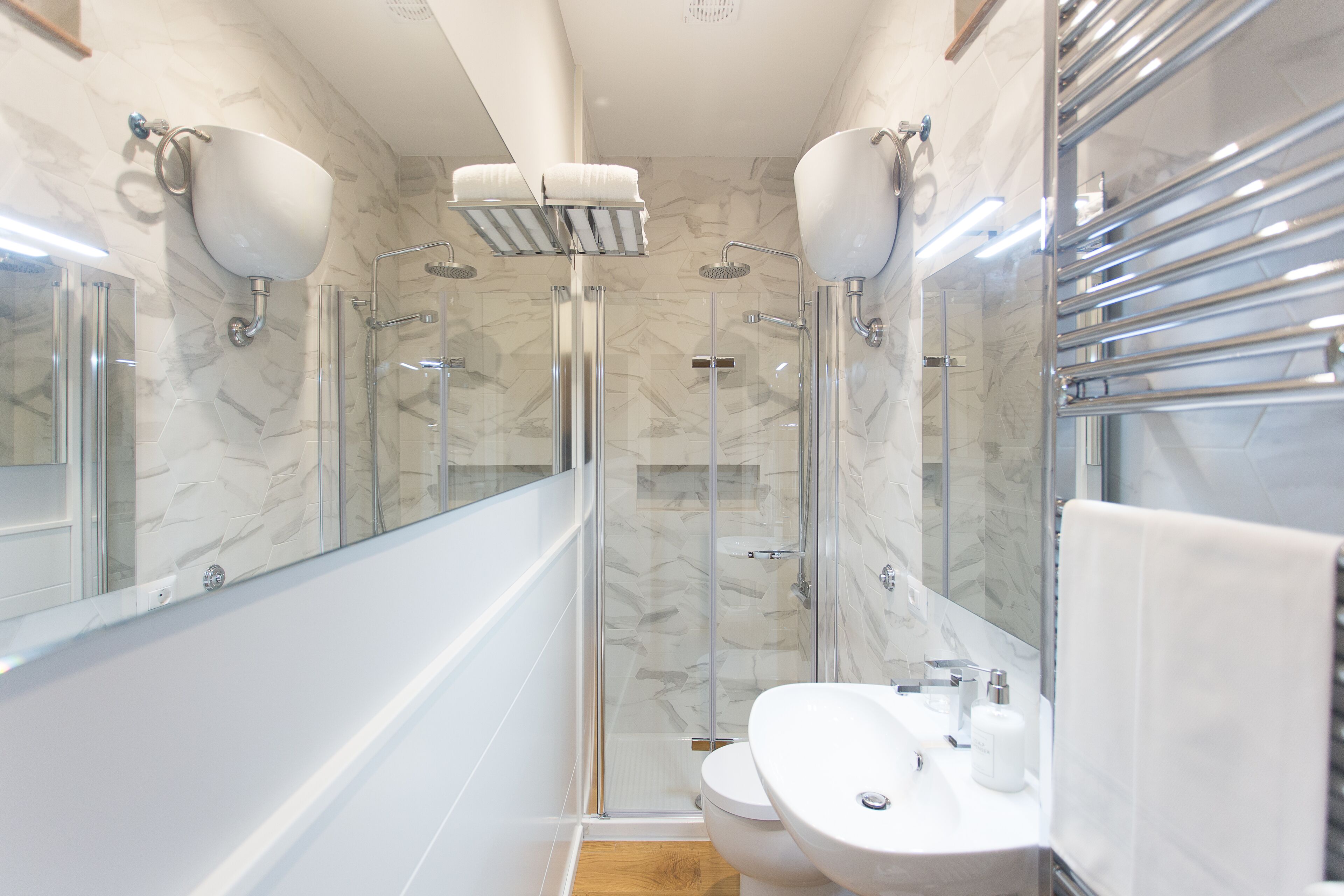 Shower, free toiletries, hair dryer, bathrobes