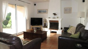 TV, DVD player, books