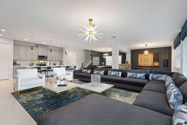 Smart TV, video games, table football, stereo