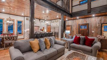 Smart TV, fireplace, stereo
