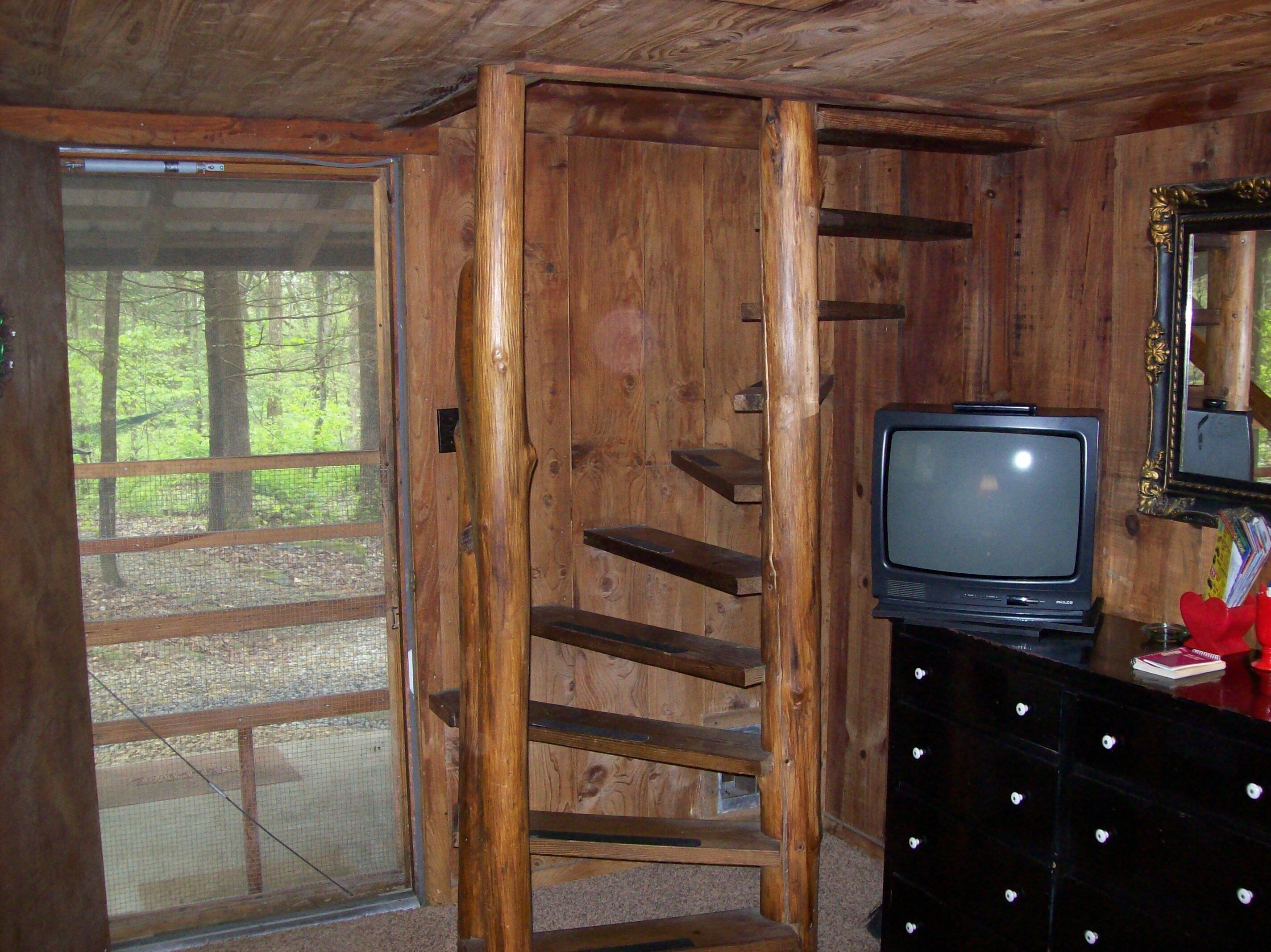 Honeymoon Cabin | Living area | 36-inch TV with cable channels