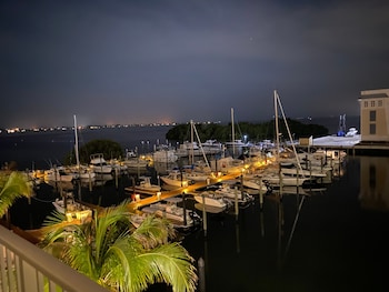 Hotel room view looking out at Compass Hotel by Margaritaville Anna Maria Sound