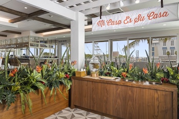 Hotel entrance and lobby at Compass Hotel by Margaritaville Anna Maria Sound