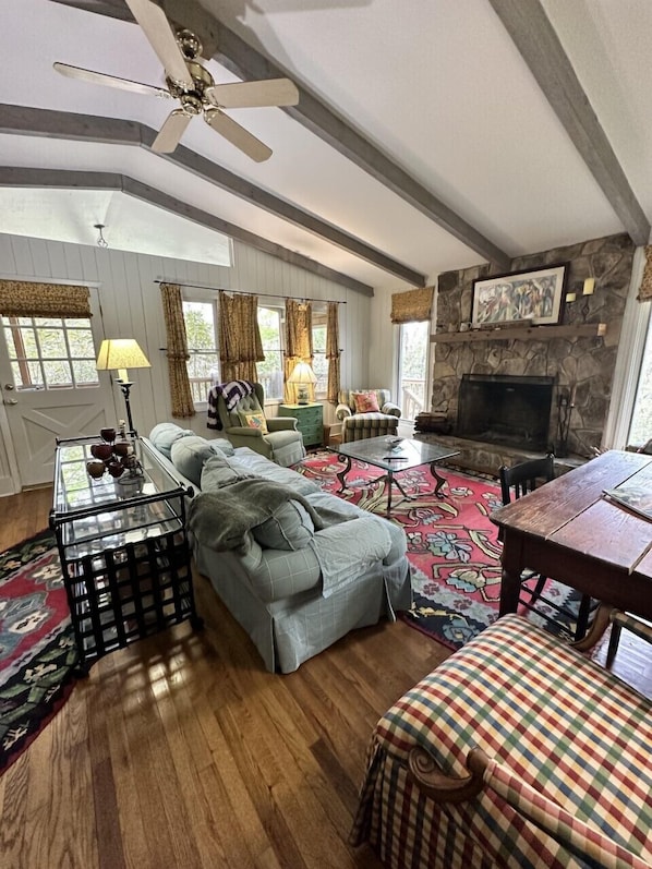 TV, fireplace