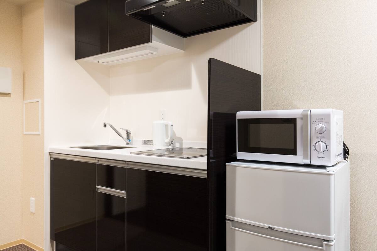 economy double room | private kitchen | fridge, microwave, stovetop, electric kettle