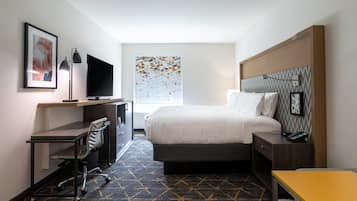 Premium bedding, down comforters, desk, laptop workspace