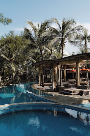 Outdoor pool, sun loungers