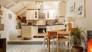 Cottage | Private kitchen | Coffee/tea maker, fridge, microwave, oven - Idyllic Cornish Cottage with wood-burner (St Ives)