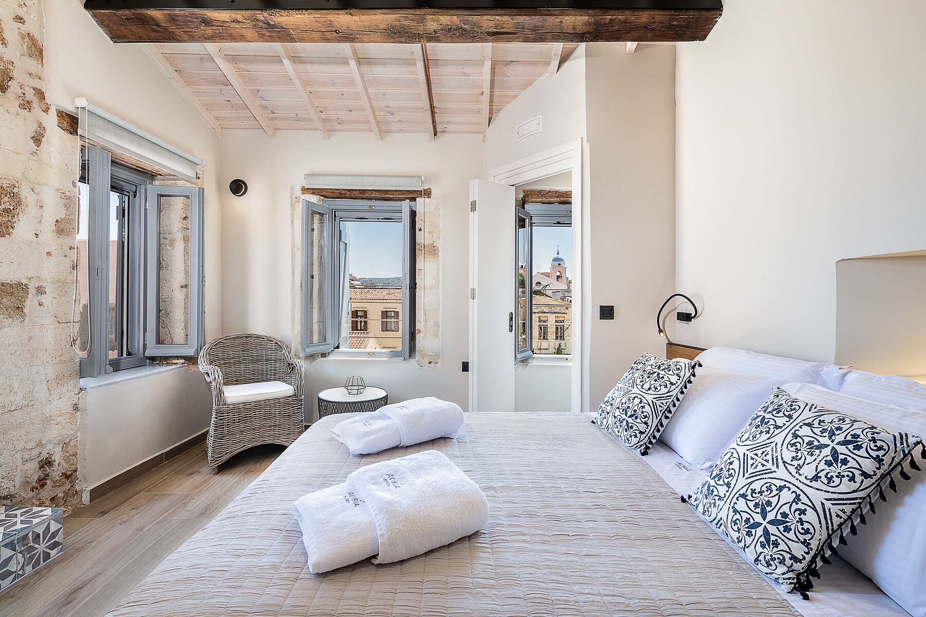 Penthouse Suite with Old Town View | Frette Italian sheets, premium bedding, memory-foam beds, soundproofing