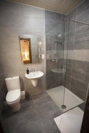 Deluxe-Doppelzimmer, 1 Schlafzimmer | Badezimmer | Dusche, Regendusche, kostenlose Toilettenartikel, Haartrockner