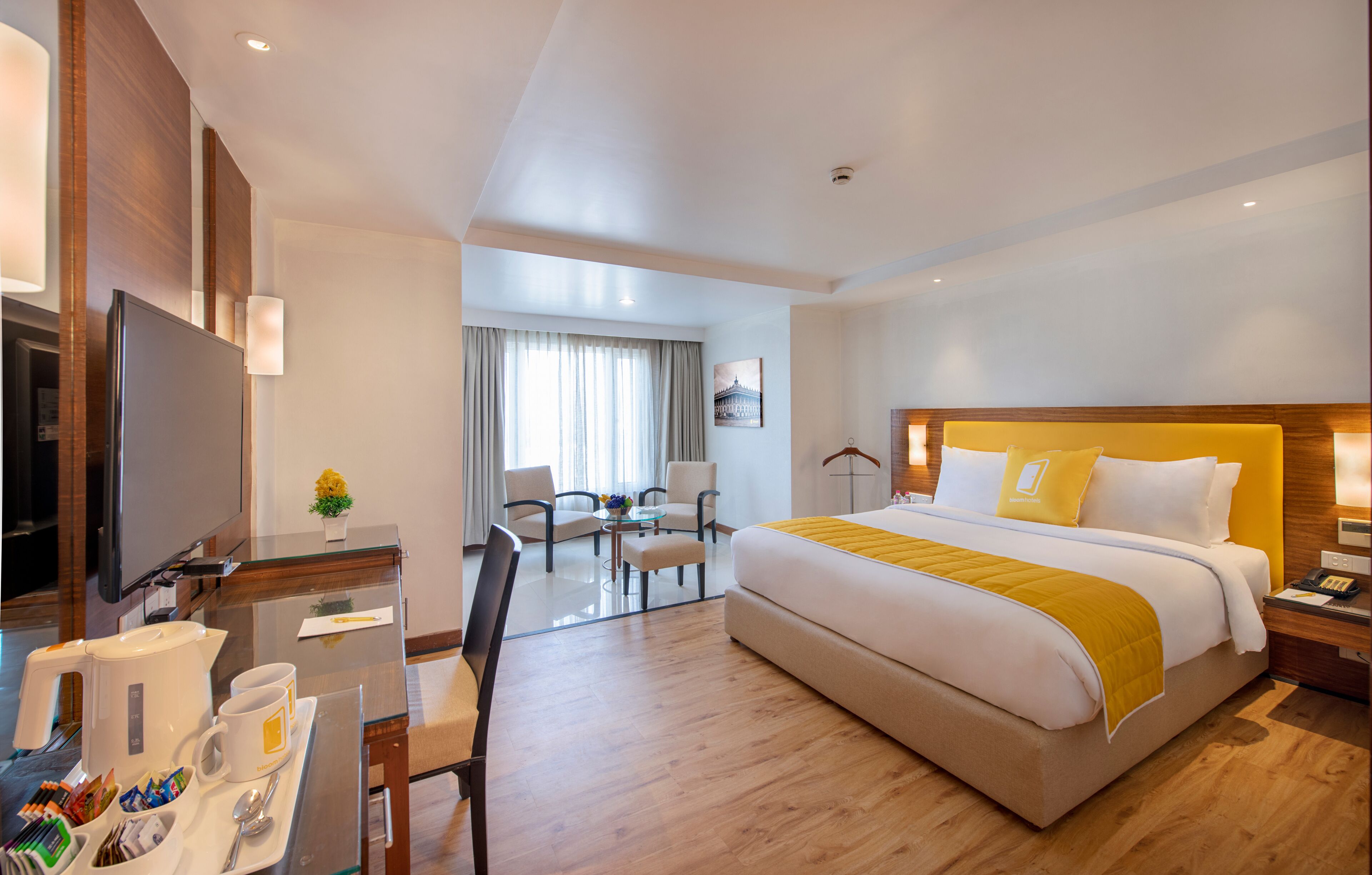 In-room safe, desk, laptop workspace, soundproofing